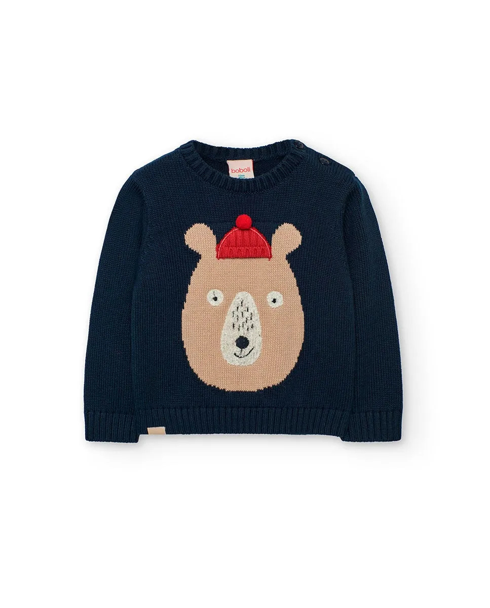 

Детский джемпер с рисунком спереди и разрезом на воротнике Boboli, мультиколор