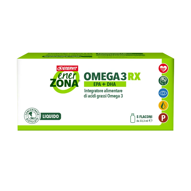 

Enerzona Omega 3 RX Liquid 5 флаконов Триглицериды, здоровье сердечно-сосудистой системы и зрения Enervit