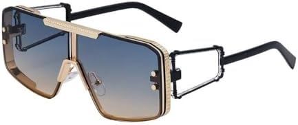 

Солнцезащитные очки большого квадратного размера 2026 года для женщин, металлическая оправа, панк-очки для мужчин, винтажные очки в стиле стимпанк MTZJH, C4greenyellow