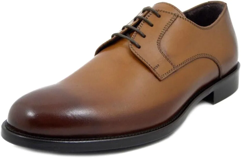 Туфли Derby Herrenschuhe aus braunem Leder, hergestellt in Italien - 2051 OSVALDO PERICOLI, Brown