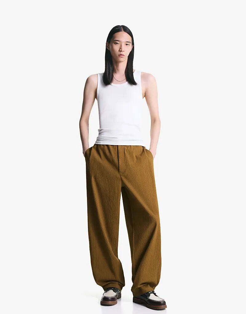 

Брюки Bershka Balloon Fit коричневого цвета