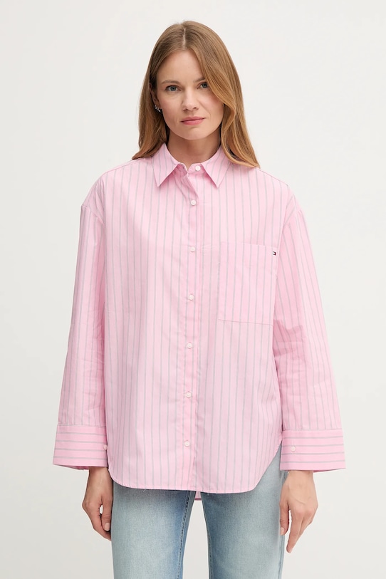 

Хлопковая рубашка Tommy Hilfiger, розовый