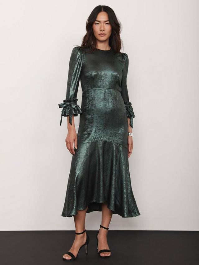 

Металлическое платье миди с ярусами Mint Velvet, Green