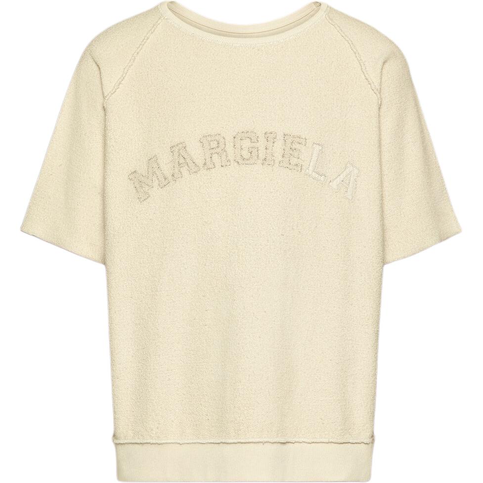 

Футболка с круглым вырезом и вышитым логотипом Maison Margiela, кремовый, Бежевый, Футболка с круглым вырезом и вышитым логотипом Maison Margiela, кремовый