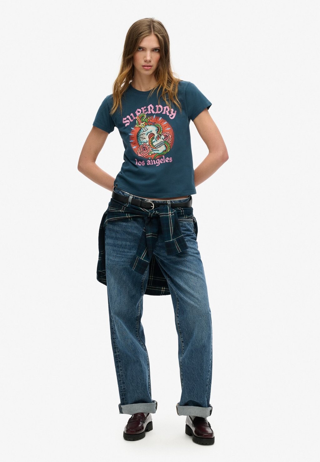 

Футболка с принтом TATTOO RHINESTONE Superdry, синий