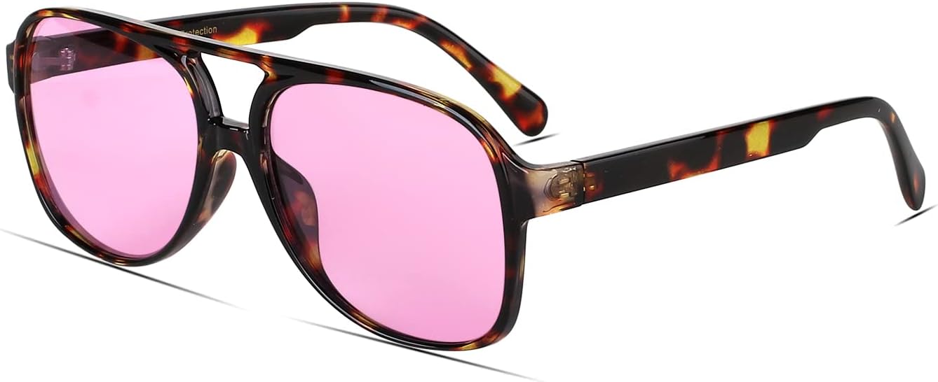 

Солнцезащитные очки Freckles Mark в винтажном стиле ретро 70-х годов для женщин и мужчин, классические большие квадратные очки-авиаторы, модные очки, Purple Tint / Tortoise