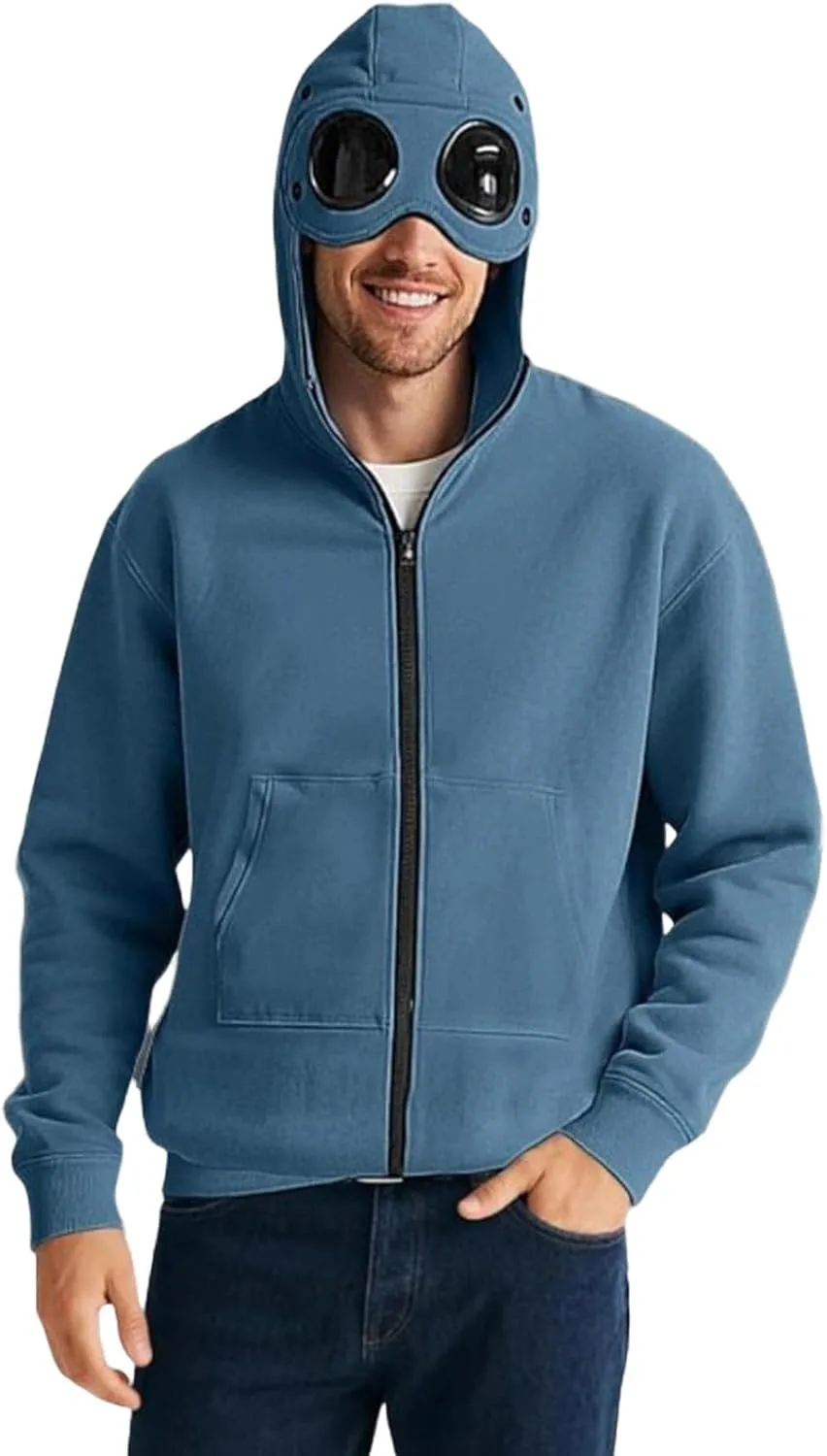 

Мужская толстовка с капюшоном и очками для мотоцикла