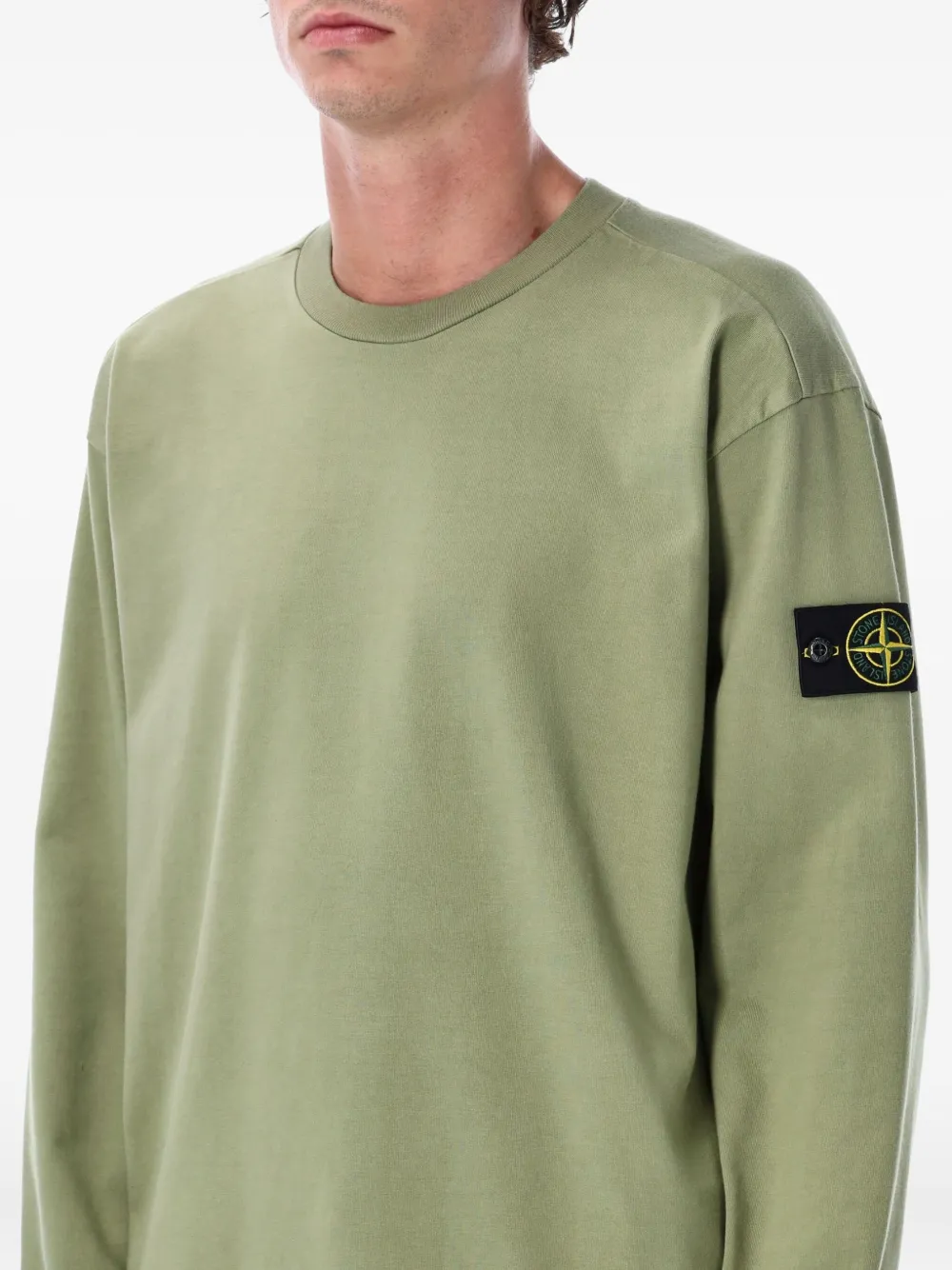 Хлопковый свитшот с круглым вырезом Stone Island, зеленый — фото 3
