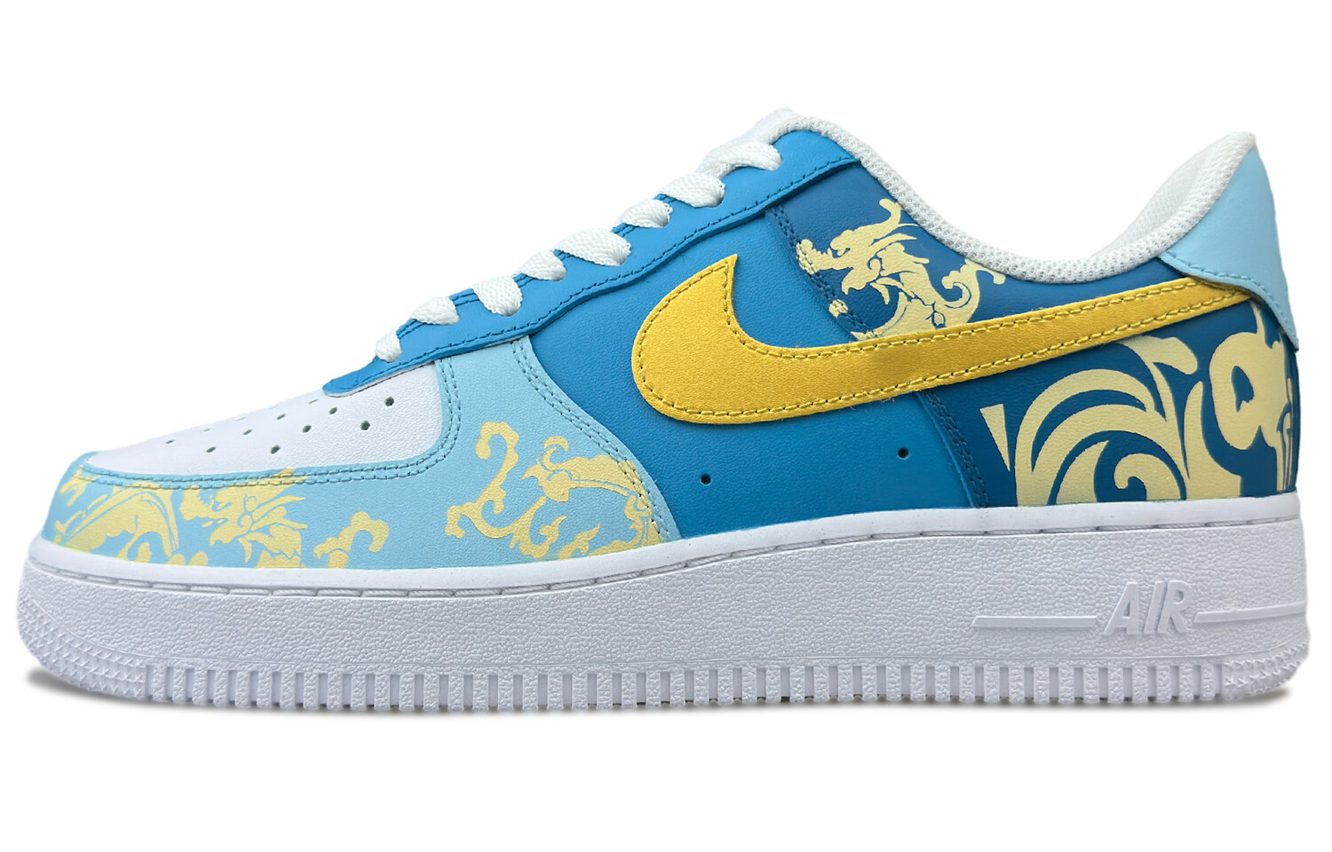 

Кроссовки Nike Air Force 1 Skateboarding Shoes Women's Low-top Blue/Gold/White, голубой, Синий, Кроссовки Nike Air Force 1 Skateboarding Shoes Women's Low-top Blue/Gold/White, голубой