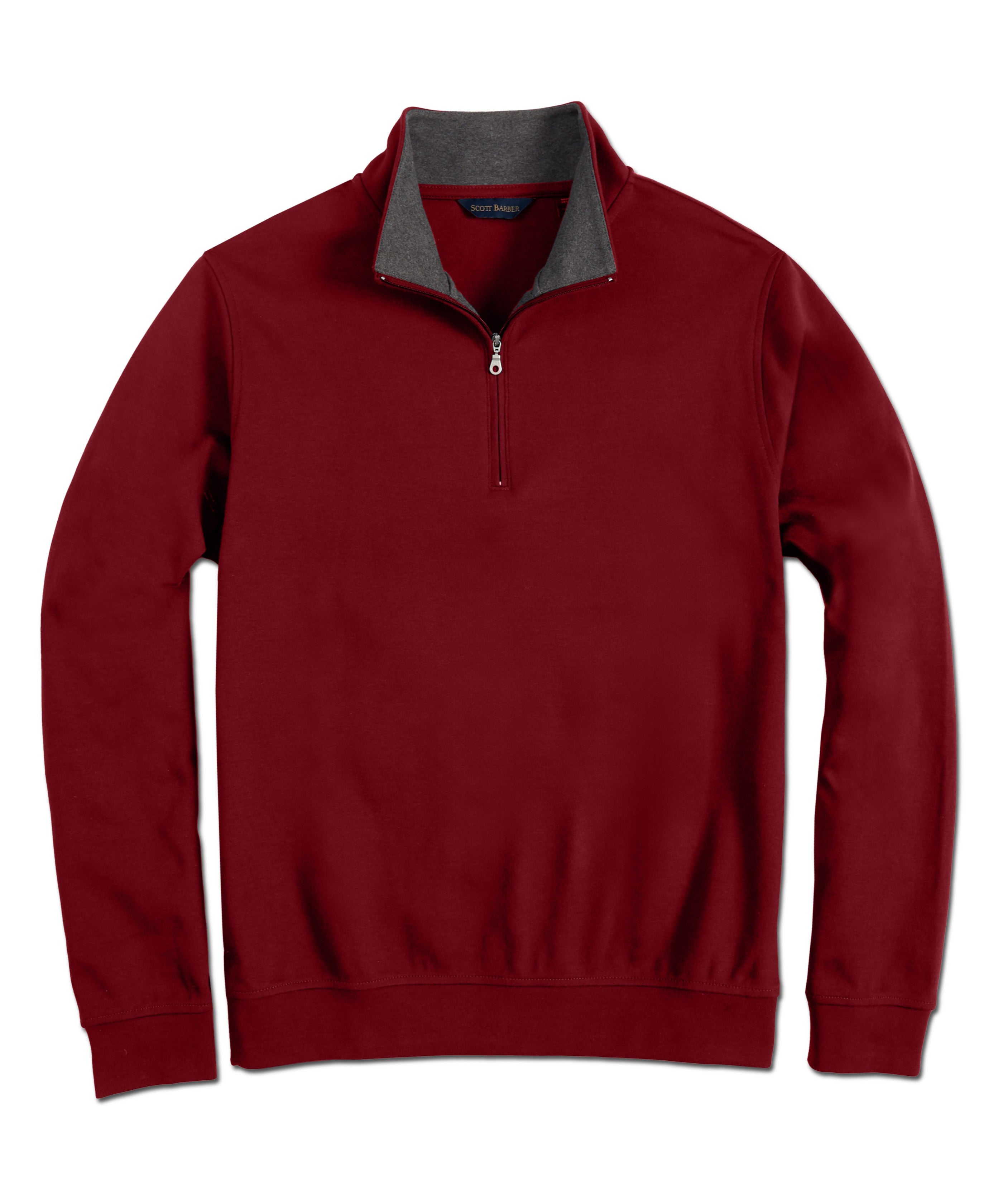 

Pima Interlock Zip MockТолстовка мужская, бордовый Scott Barber