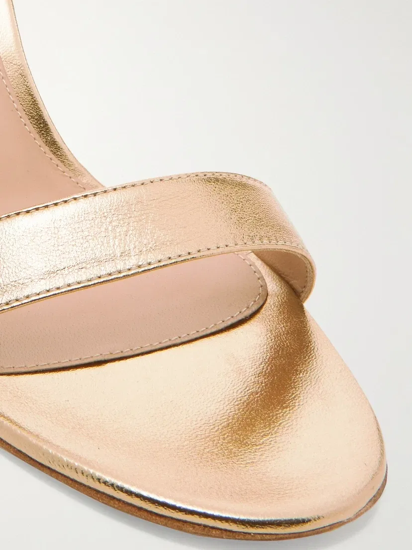 Босоножки Portofino 70 из металлизированной кожи Gianvito Rossi, золотой — фото 4