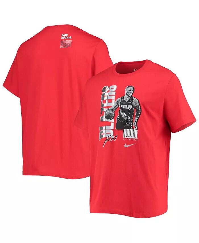 

Мужская красная футболка Damian Lillard Portland Trail Blazers Select Series «Новичок года» с именем и номером Nike