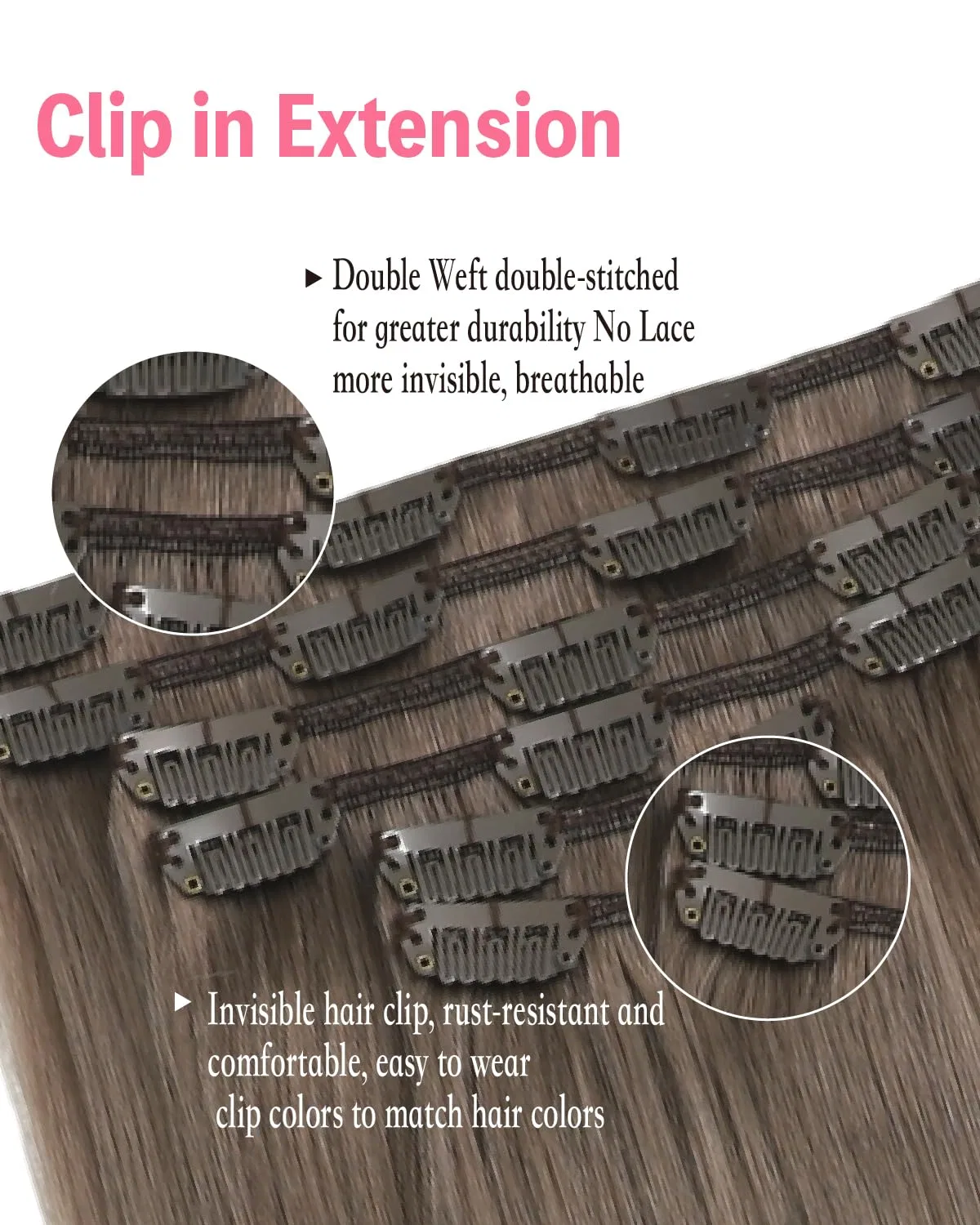Наращивание волос на заколках Sindra Clip Real Hair Extensions, 50 см, 120 г Sindra, #8T60 Ash Brown To Platinum Blonde — фото 3