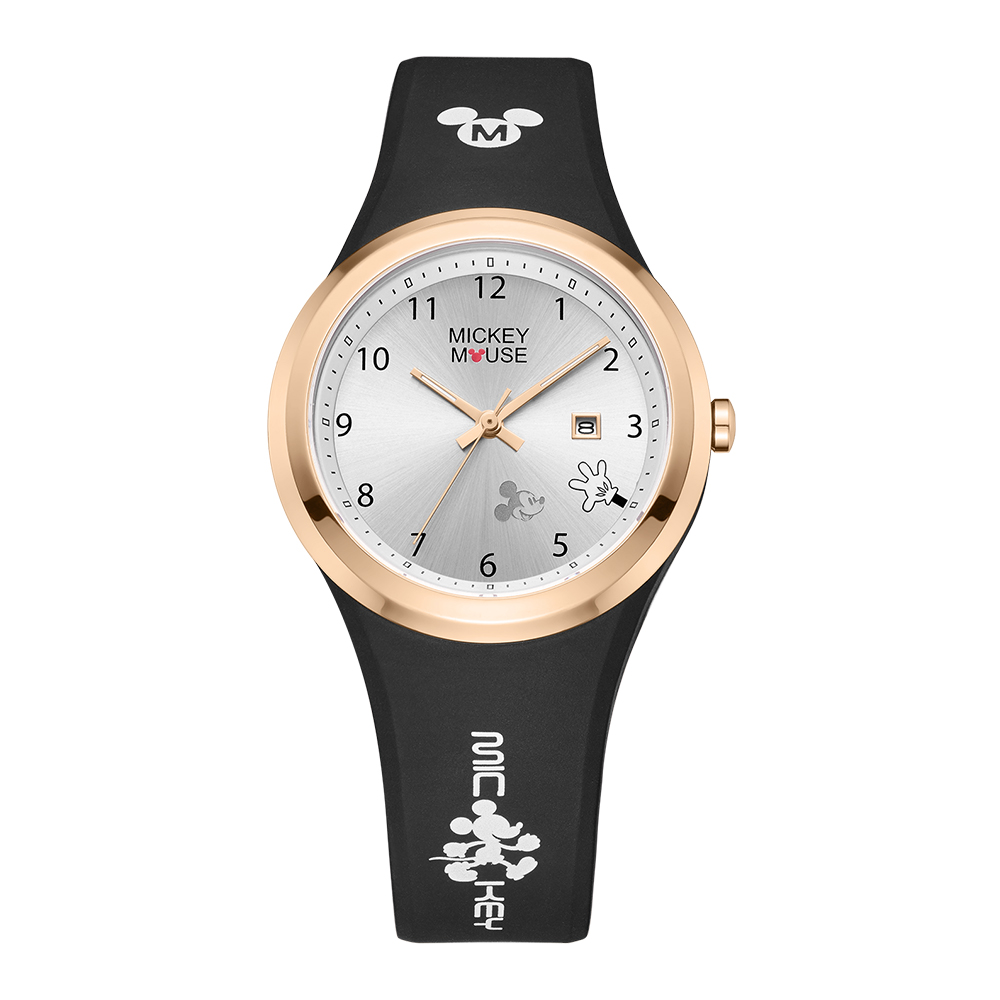 

Disney Часы Quartz Movement Silicone Strap Watch Women's Watch Silver Dial, MK-11456B