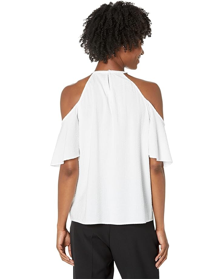 

Топ Michael Kors Petite Seersucker Cold-Shoulder Top, белый