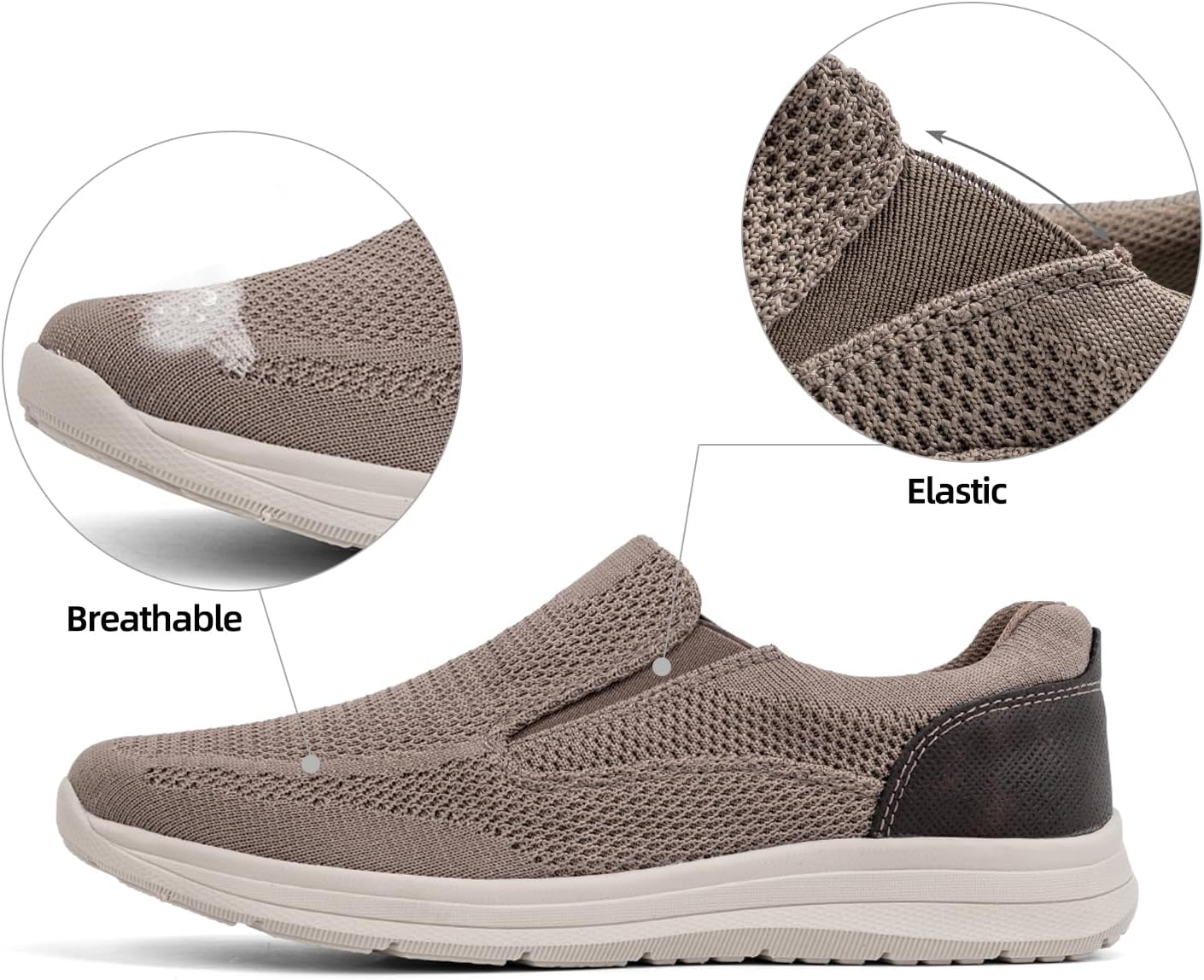 Мужские мокасины VJH Confort на шнуровке, легкие удобные повседневные вязаные кроссовки для ходьбы, хаки — фото 2