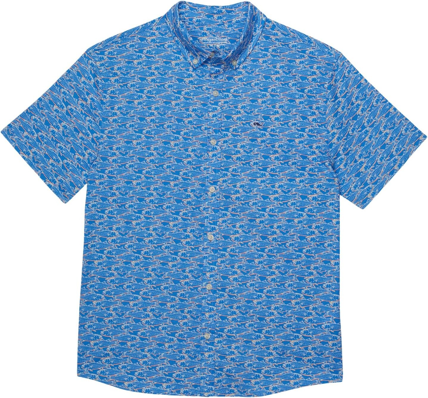 

Рубашка Vineyard Vines Kids Short Sleeve Whale Shirt, цвет Bass Lines Ocean Sky