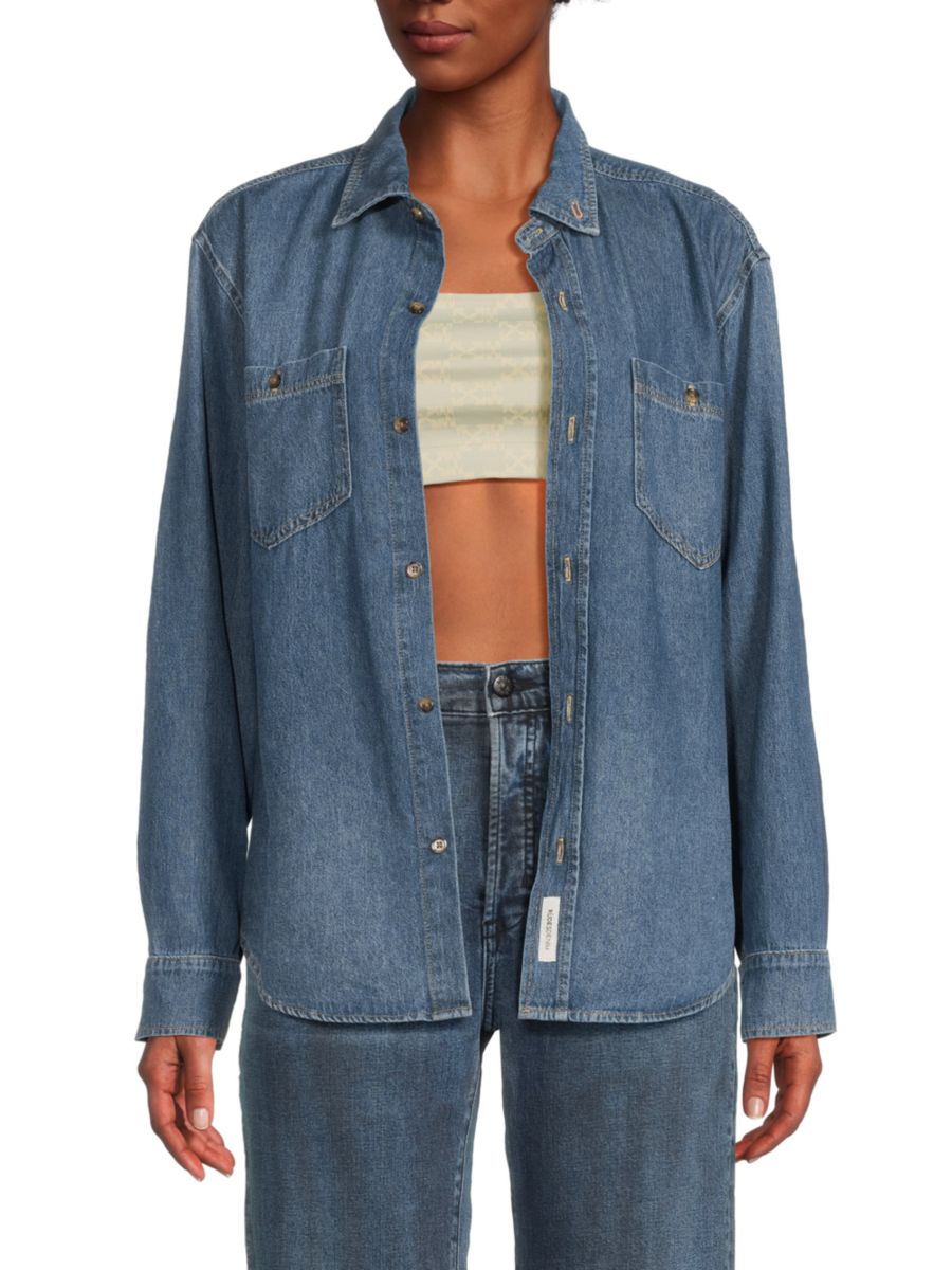 

Куртка-рубашка из выцветшего хлопкового денима RÜDES DENIM, цвет Just Me