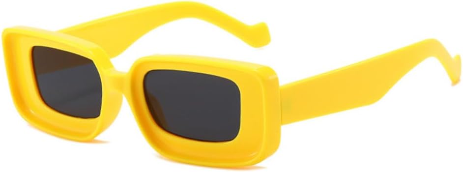 

LVTFCO Популярные модные прямоугольные солнцезащитные очки для женщин в стиле ретро, ​​конфетные цвета, маленькая оправа, трендовые красные и желтые оттенки, Yellow Black