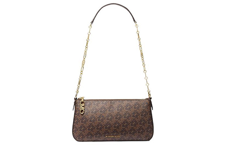 

Искусственная кожа Сумка-багет, Средний размер Женская сумка через плечо Темно-коричневая MICHAEL KORS