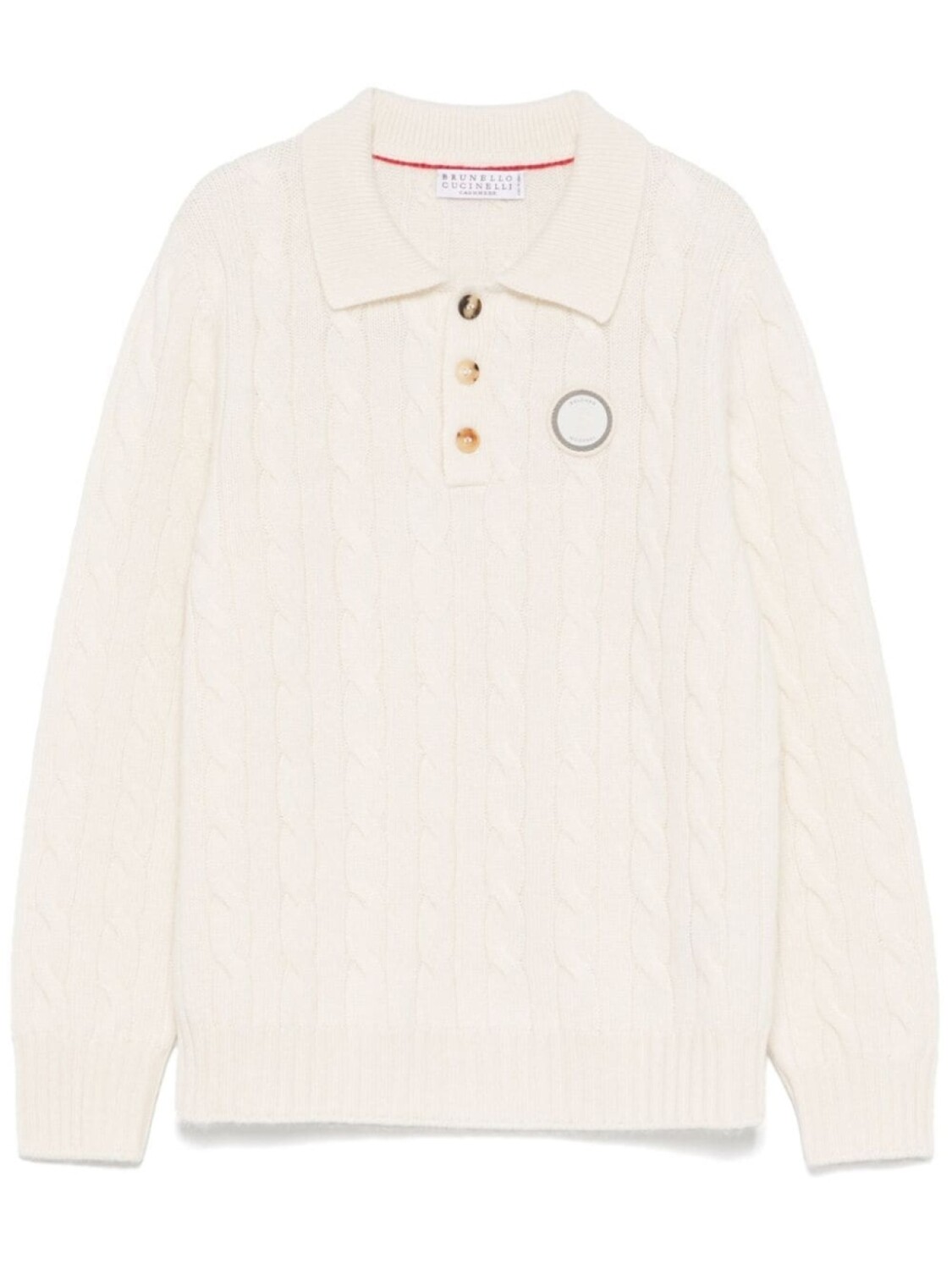 

Рубашка-поло Brunello Cucinelli Kids с нашивкой-логотипом, бежевый