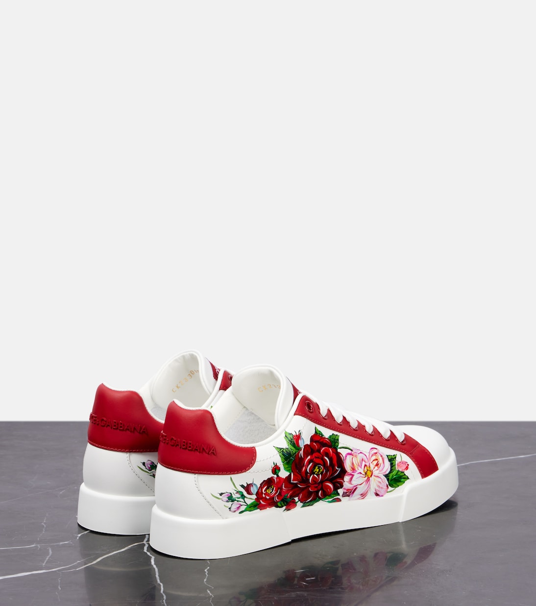 Цветочные кожаные кроссовки Dolce&Gabbana, B.Rose Antiche F.Bco — фото 2