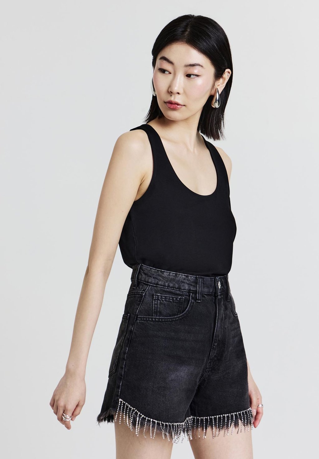 

Джинсовые шорты FRANGE STRASS Calliope, цвет Nero Denim