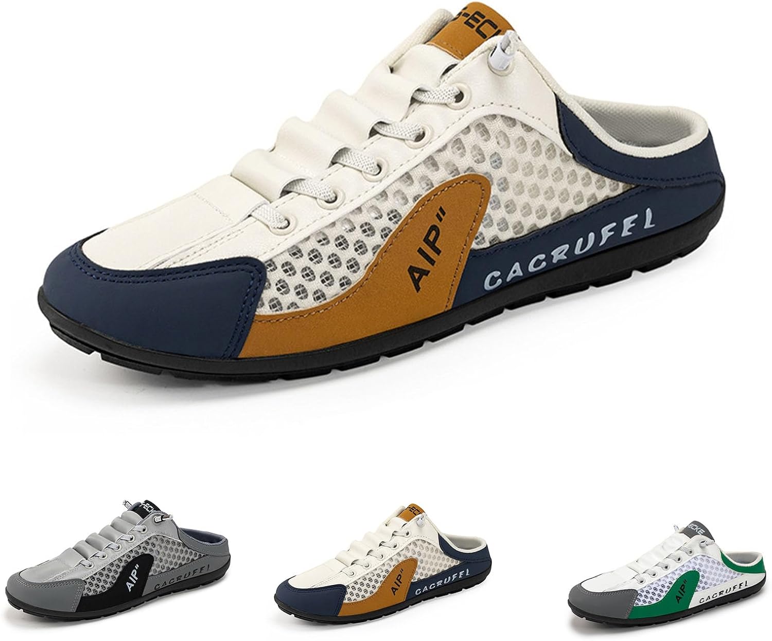 

Мужские слипоны-мюли без задника, противоскользящие прогулочные кроссовки - легкие дышащие повседневные спортивные туфли для вождения и путешествий Generic, коричневый