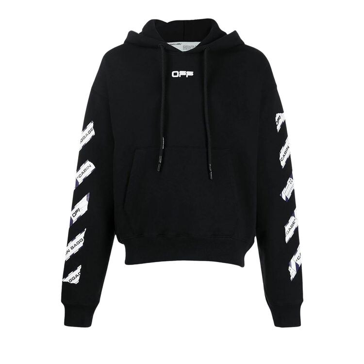 

Худи Off-White Airport Tape Slim Hoodie Black/White, черный