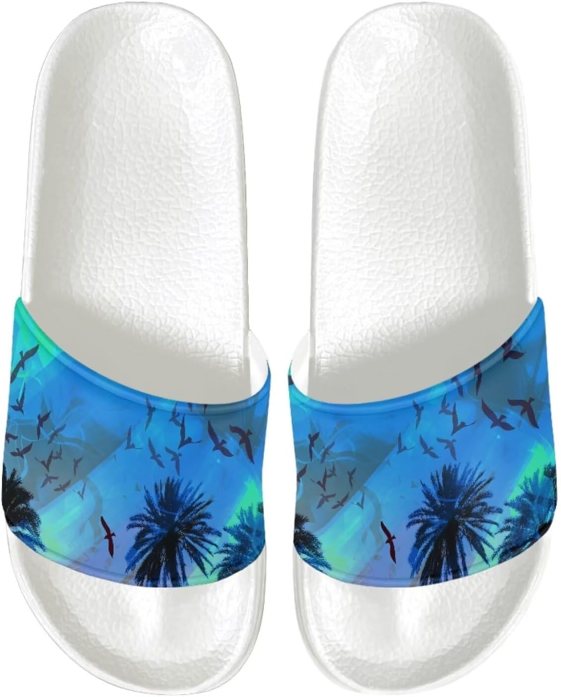 

Мужские спортивные сандалии Psesaysky с открытым носком, нескользящие, удобные, для душа, с открытым носком, слайдеры с одной полоской, однотонные, для максимального комфорта летом, Palm Birds