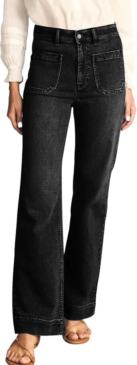 

Джинсы для женщин Wide Leg High Waisted Strechy Straight, легкие Nkgra