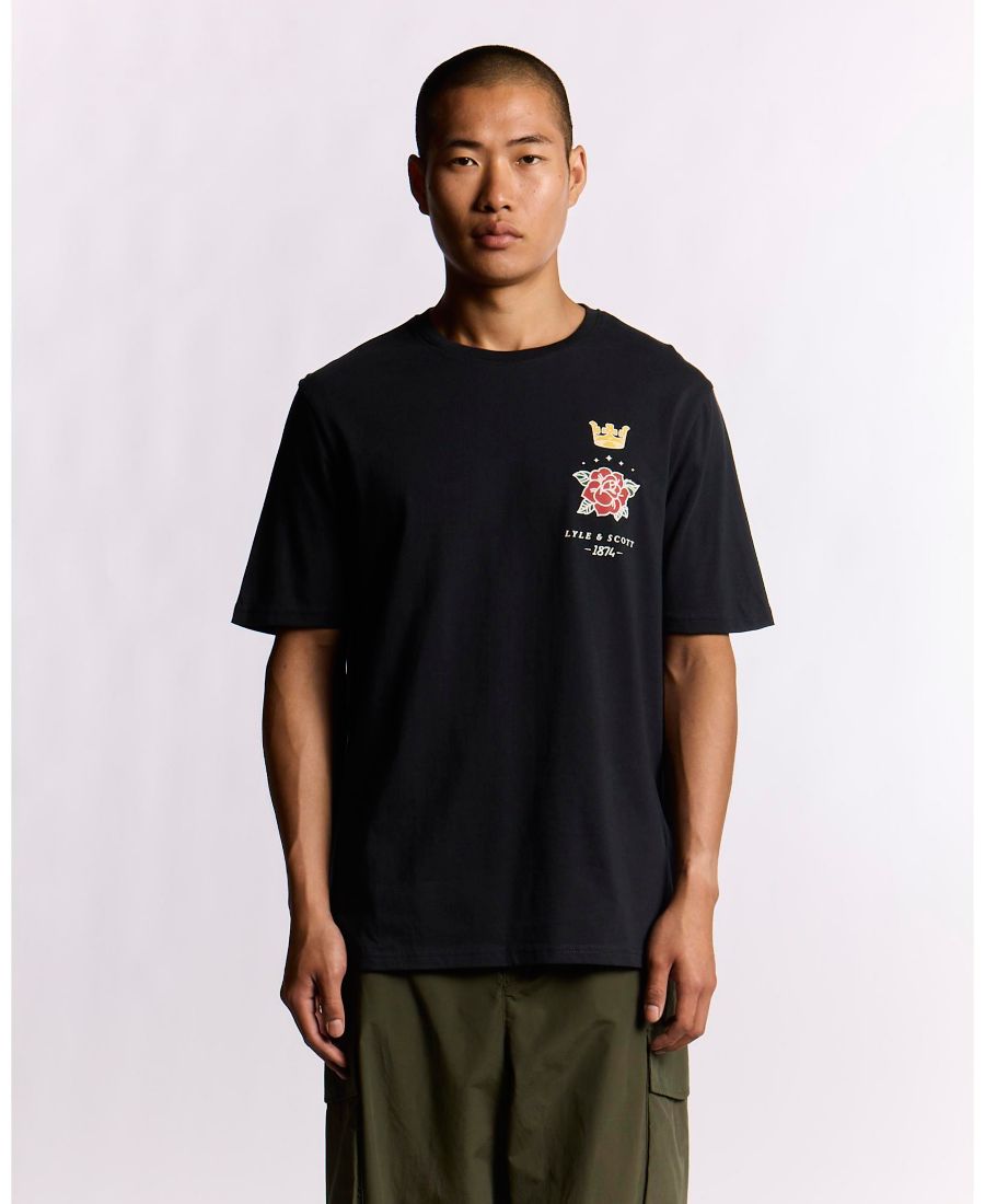 

Мужская футболка с графическим изображением розы и короны Lyle & Scott, Dark navy, Синий, Мужская футболка с графическим изображением розы и короны Lyle & Scott, Dark navy