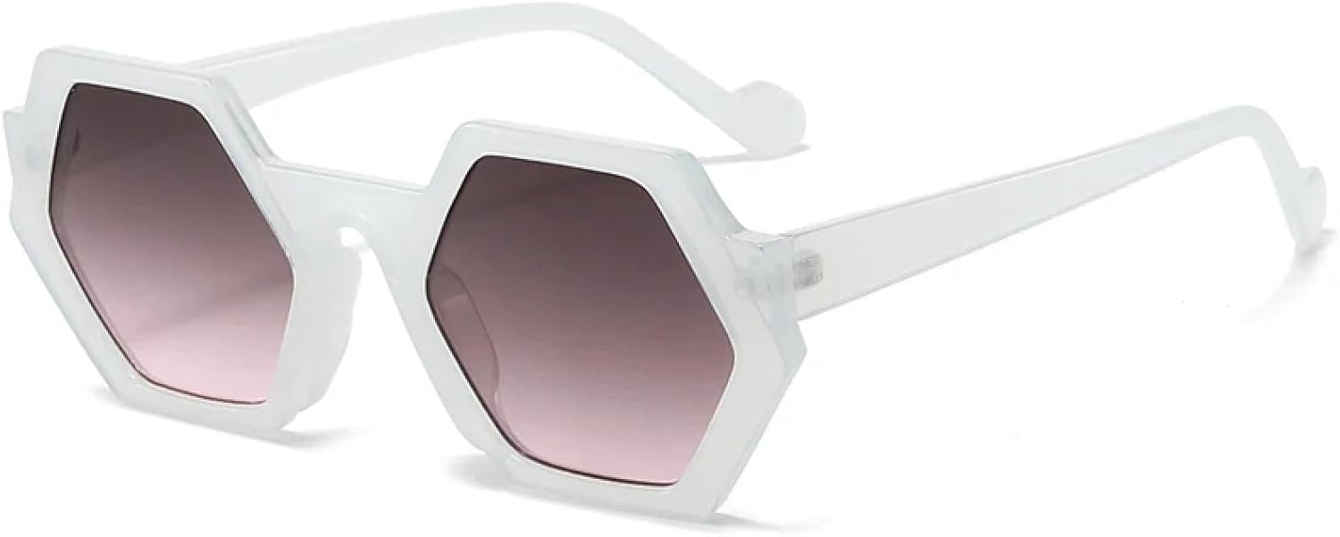 

Роскошные шестиугольные солнцезащитные очки в маленькой оправе, модные солнцезащитные очки в форме многоугольника для женщин и мужчин, защита от УФ-излучения UV400 TKKTLLT, Jelly White Gray