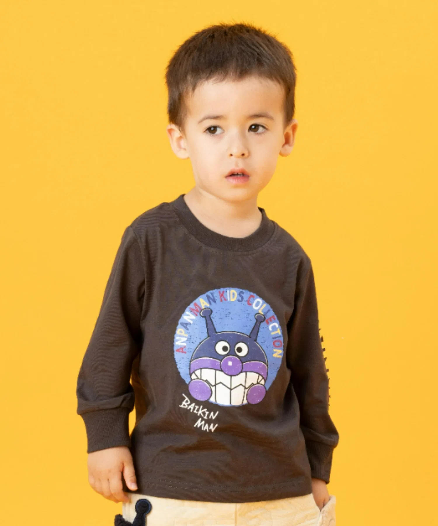 Детская футболка с длинным рукавом ANPANMAN KIDS COLLECTION Байкинман чёрная