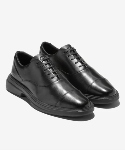 Мужские туфли из натуральной кожи Original Grand City Spectator Cap Toe Oxford COLE HAAN черные — фото 2