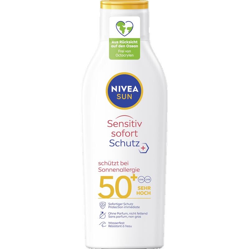 

Солнцезащитный лосьон для немедленной защиты Sensitive SPF 50+ NIVEA, 200 ml