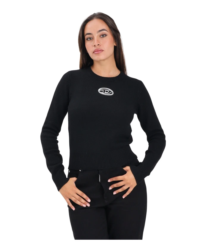 

Черный свитер с круглым вырезом, шерсть, кашемир Diesel, черный