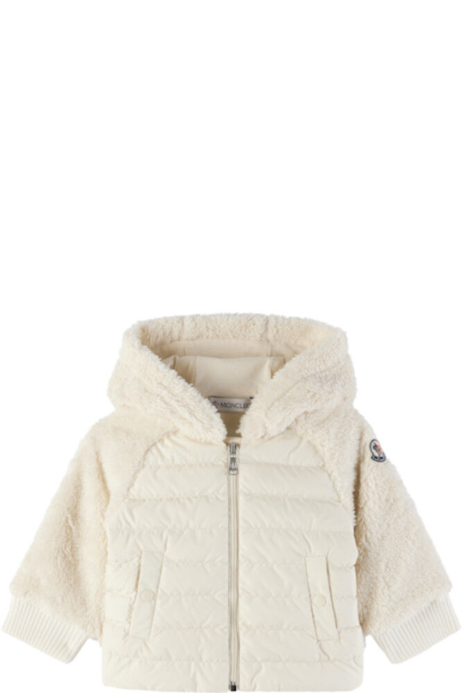 

Детская белая флисовая и стеганая куртка-пуховик Moncler Enfant