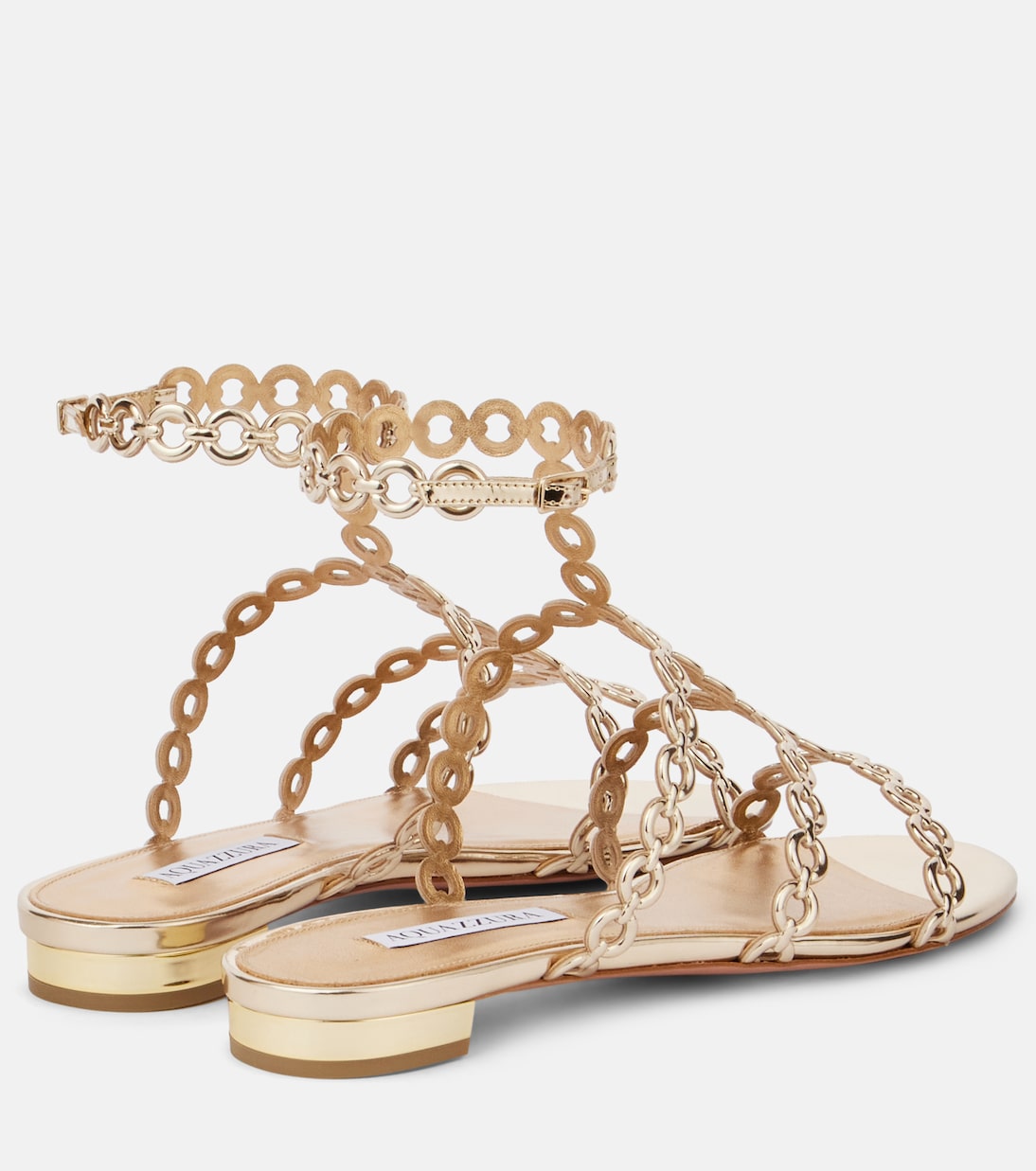 Сандалии из искусственной кожи Infinity Chain Aquazzura, Soft Gold — фото 2