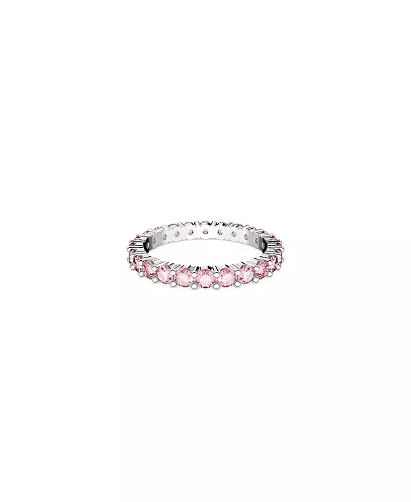 

Кольцо с кристаллом круглой огранки розового цвета Swarovski, pink