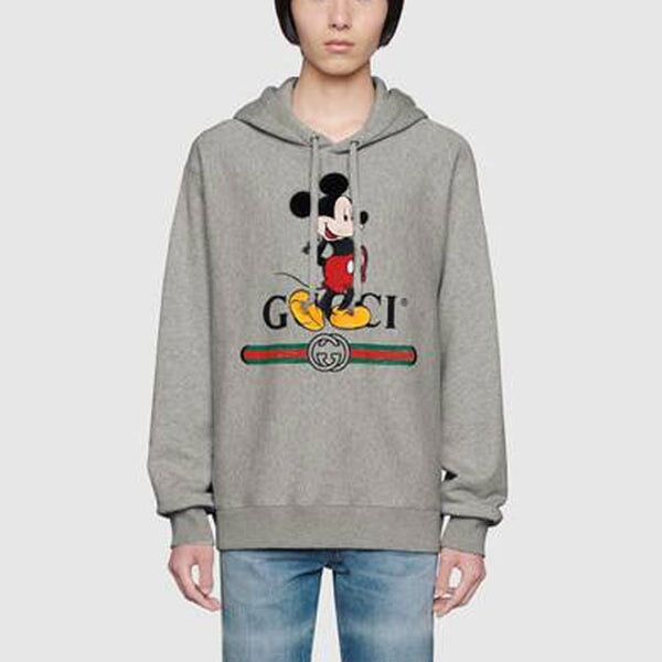 Толстовка guccl x disney mickey mouse printed loose for men grey Gucci, серый — фото 4