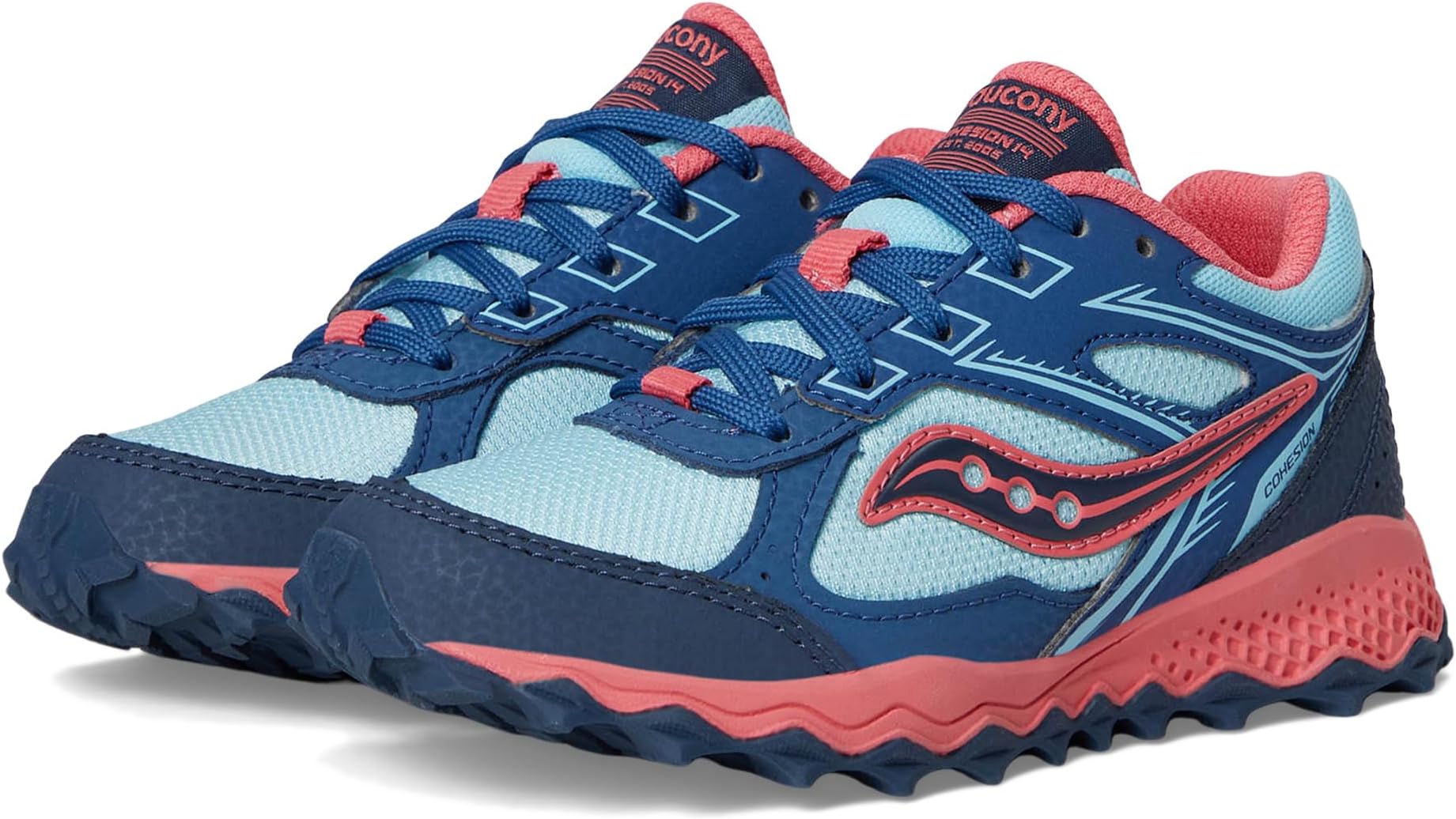 

Кроссовки Saucony Kids Cohesion TR14 LTT Trail Running Shoe, Aqua/Coral