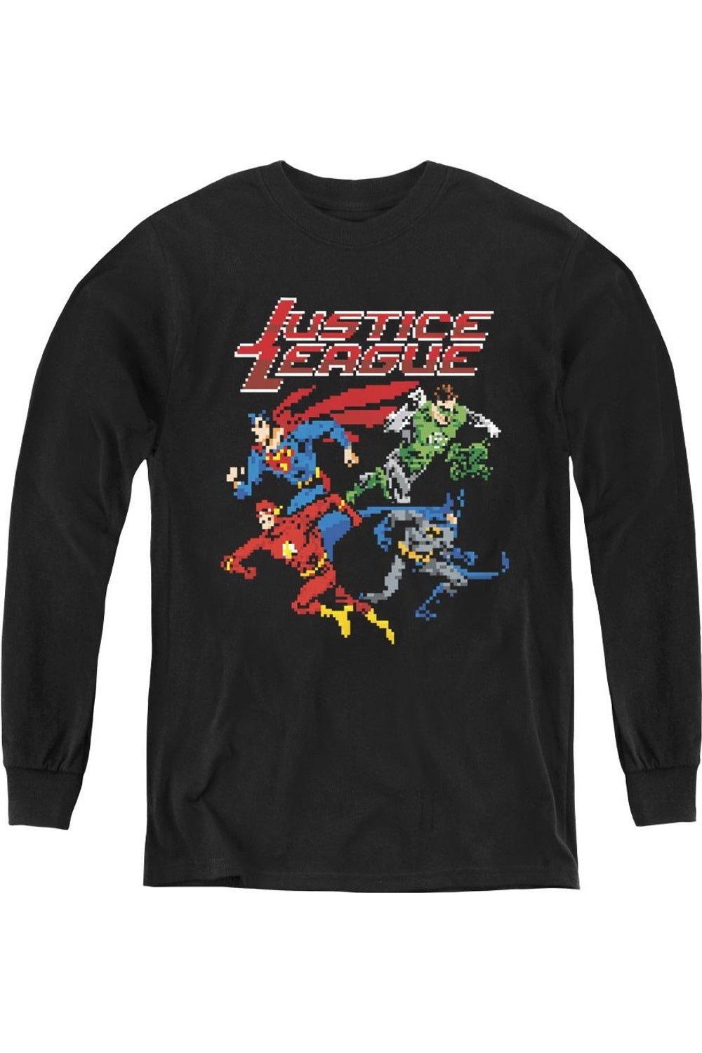 

Футболка с длинным рукавом для подростков Justice League of America Pixel League Gildan, черный