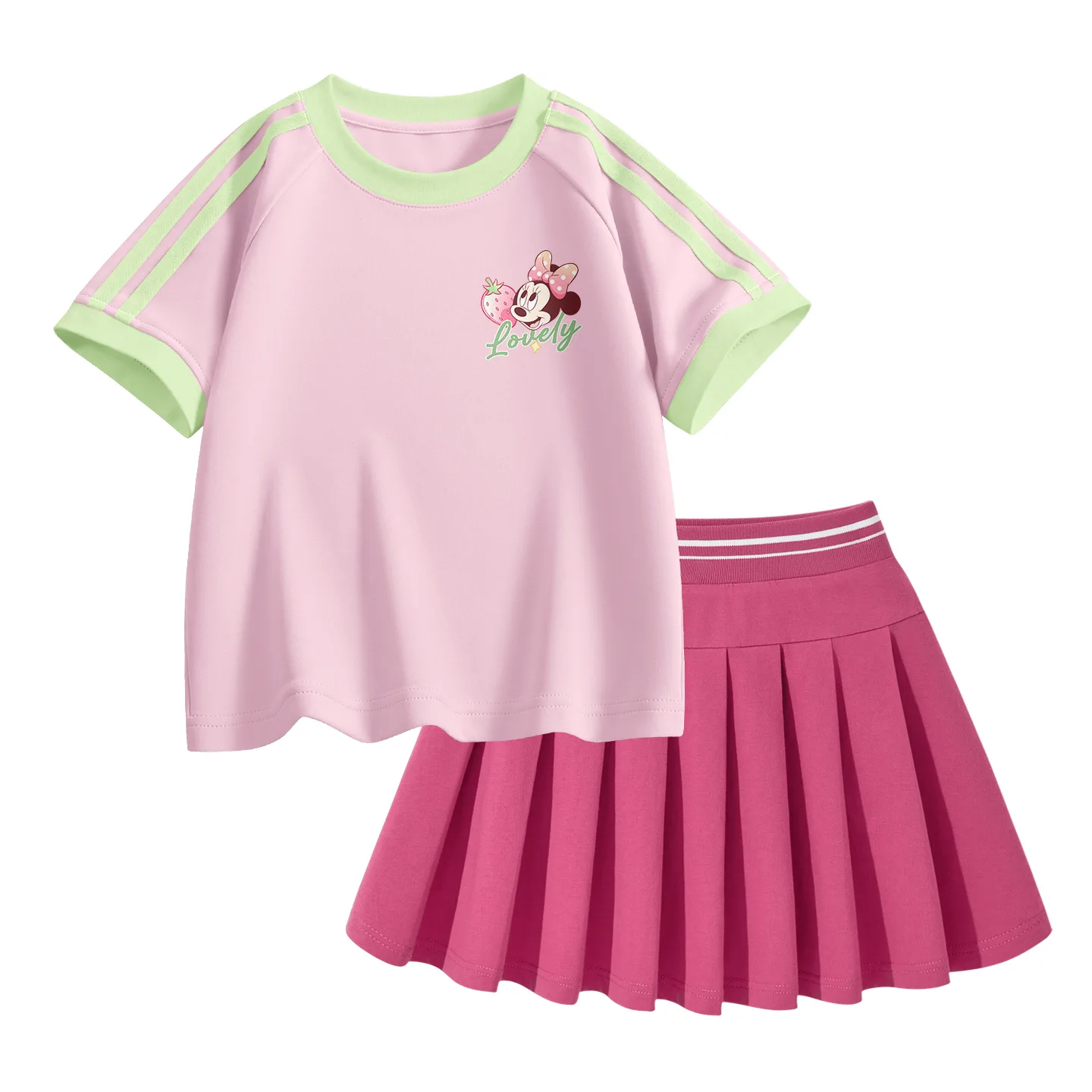 Детская спортивная футболка с круглым вырезом Disney, Deloloni Mousse Pink+Solid Color Rose Red — фото 3