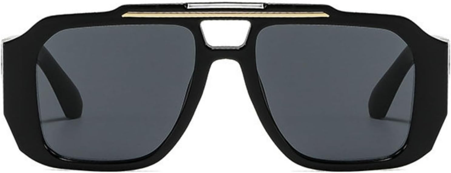 

Willochra Модные большие солнцезащитные очки-пилот для женщин и мужчин, ретро, ​​большие прямоугольные солнцезащитные очки, винтажные черные очки с защитой от УФ-излучения UV400, C1