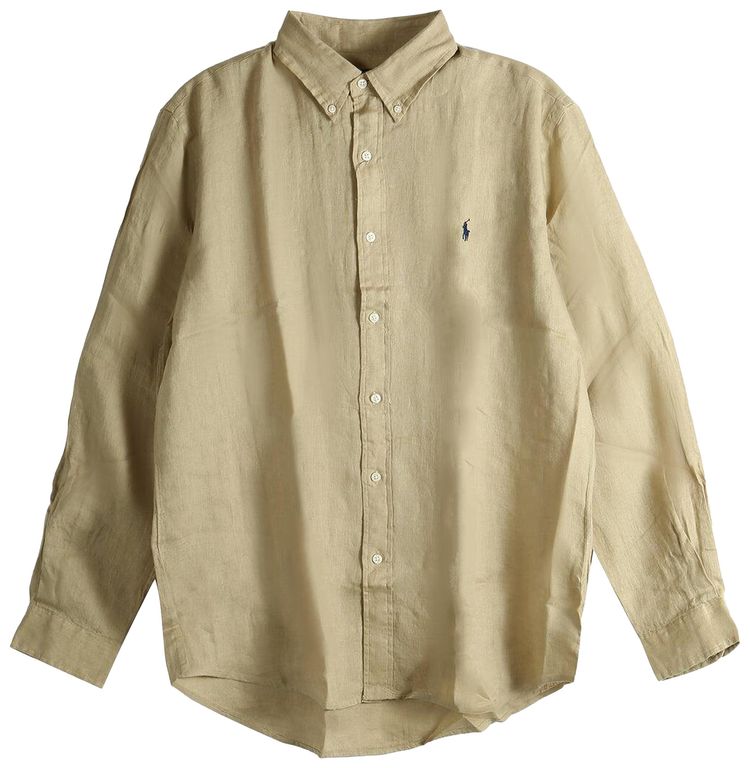 

Спортивная рубашка Polo Ralph Lauren с длинными рукавами из окрашенного льна, коричневый