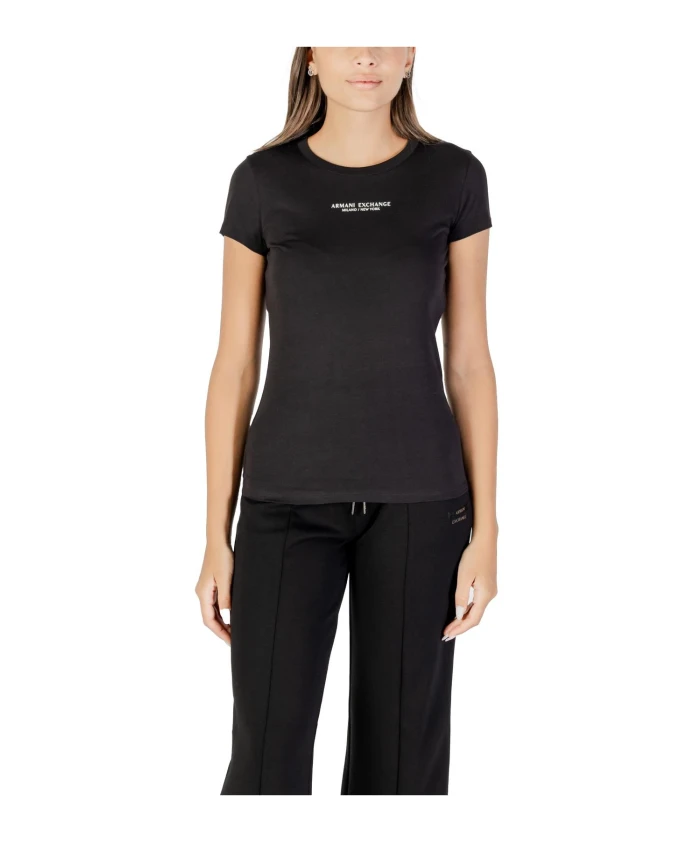 

Стильная хлопковая футболка с принтом Armani Exchange, черный