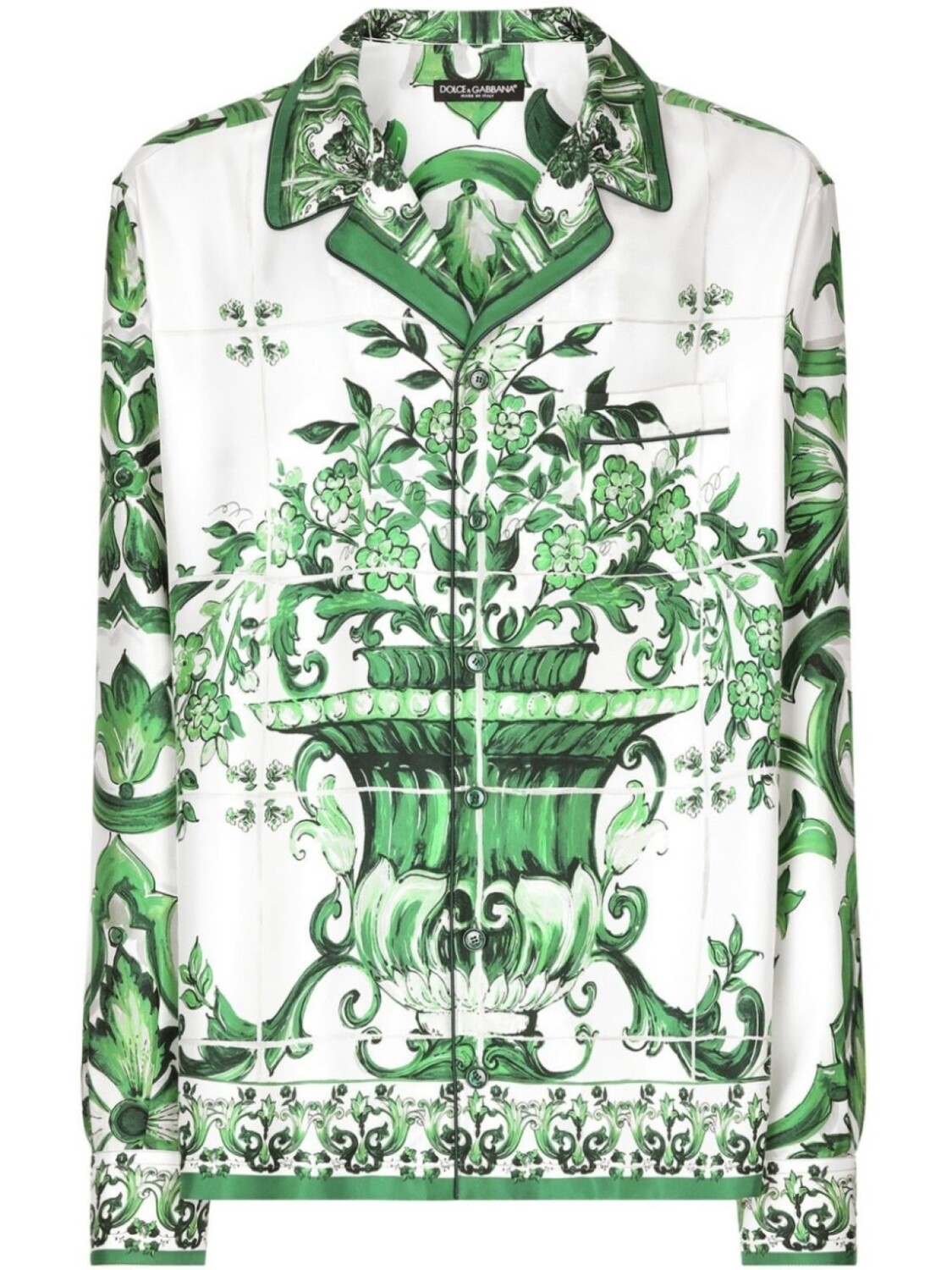 

Dolce & Gabbana шелковая рубашка с принтом Majolica, белый