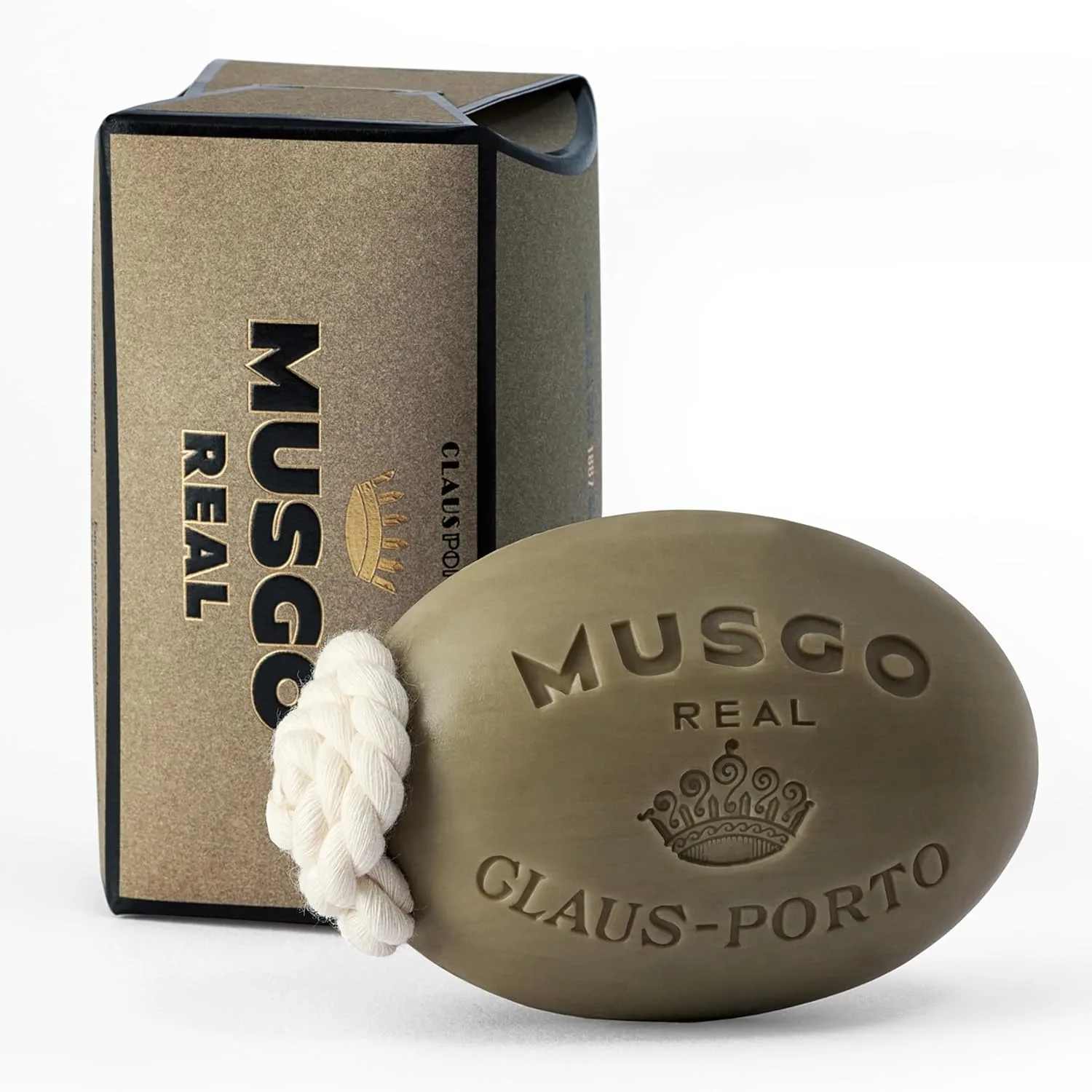 Claus Porto - мыло на веревке Musgo Real 1887 с древесным ароматом и лимоном на основе масла грецкого ореха и растительных масел, насыщенное и кремовое для мужчин и женщин, ручной работы, долгоиграющее (190 г), Green