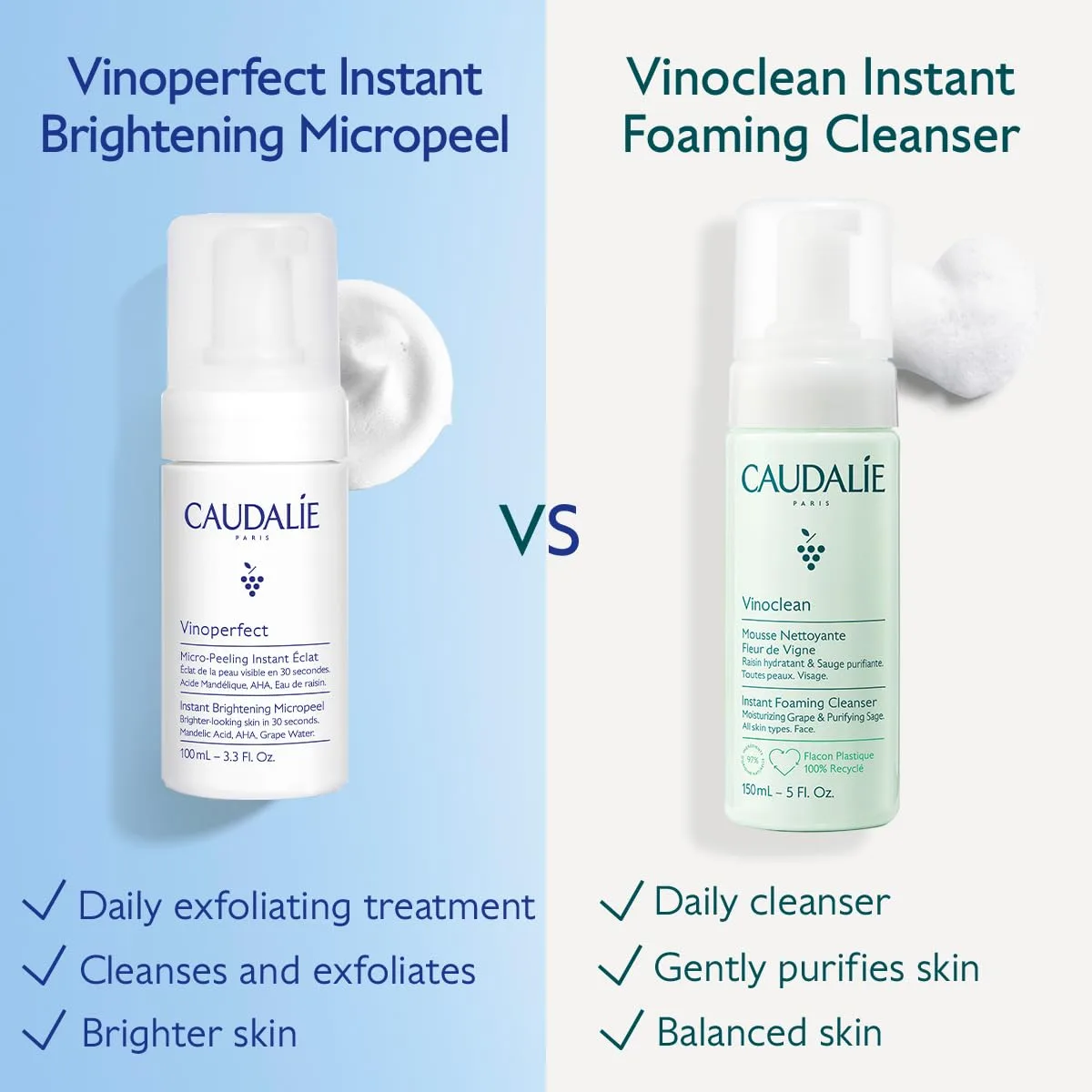Пилинг Caudalie — Очищающая пенка для лица Vinoperfect Instant Brightening с миндальной кислотой и, 100 мл — фото 4